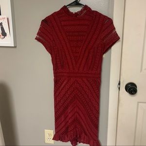 Hello Molly Burgundy lace mini dress